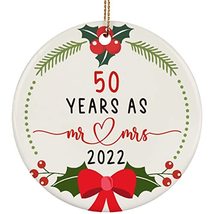 50 Years As Mr &amp; Mrs Ornament 2022-50th Anniversary Round Ornaments Gift... - £11.63 GBP