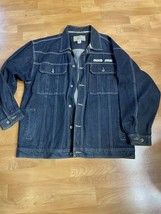 Clench Jean Jacket Mens 2XL Vintage Y2K Denim Full Zip Embroidered Denim - $24.75