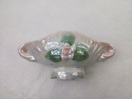 Iridescent Porcelain Bud Flower Oblong Vase 6 1/2&quot; Long - £7.63 GBP