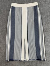 Lafayette 148 New York Skirt Womens 2 Blue White Striped Adelina Raffia ... - $69.25
