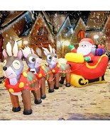 9.5FT Inflatable LED Santa Claus Reindeers w/ Sleigh Christmas Yard Deco... - $1,484.57 MXN