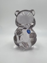 Fenton Glass Bear Figurine Pink Art Blue Heart Collectible USA Retired - $18.00