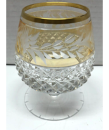 Etched Cut Victorian Gold Pedestal Footed Liquor Glass - $20.37 CAD