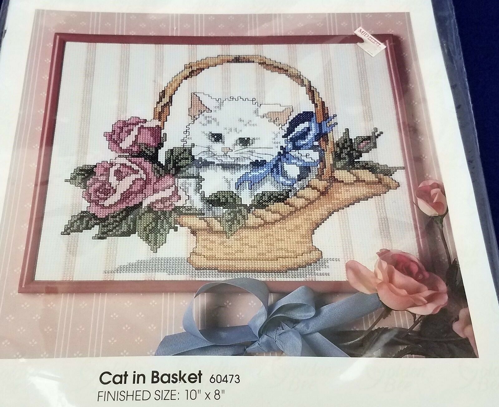 Vintage Golden Bee Candamar Cat In Basket Counted Cross Stitch Sampler Kit 60473 - £12.51 GBP