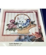Vintage Golden Bee Candamar Cat In Basket Counted Cross Stitch Sampler K... - £12.54 GBP