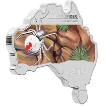 1 Oz Silver Coin 2015 $1 Australia Australian Map Shaped Coin - Redback Spider - £131.64 GBP