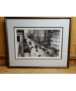 1930s Portland OR SW Broadway Street Scene B&amp;W Photograph Framed &amp; Matted  - $140.64