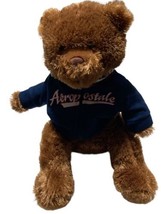 AEROPOSTALE Brown Teddy Bear Blue Zip Up Varsity Jacket plush Stuffed An... - £14.65 GBP