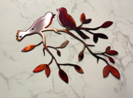 Love Bird Olive Leaf Branch 12  1/2&quot; x 12&quot; Copper Bronzed Plated and Red... - £25.89 GBP