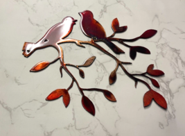 Love Bird Olive Leaf Branch 12  1/2" x 12" Copper Bronzed Plated and Red Tinged - $32.77