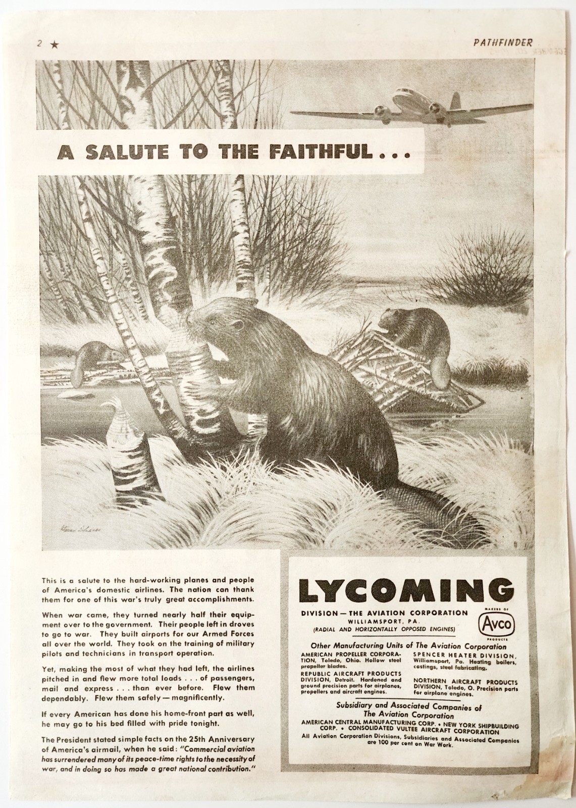 1943 Lycoming AVCO Advertisement WW2 Era Aviation Military Planes DWP7C Item image 2
