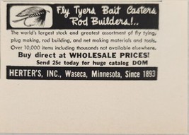 1954 Print Ad Herter&#39;s Fishing Fly Tyers,Bait Casters,Rod Builders Waseca,MN - £5.94 GBP