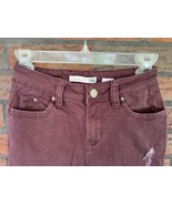 Maroon Stretch Jeans Size 1 Wanna Betta Butt Mid Rise Distressed Straigh... - $10.45