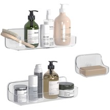 Shower Caddy With Soap Dish, Adhesive Shower Organizer Plastic Shower Shelf Wall - $35.99