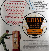 1947 Ethyl Gas Advertisement Gasoline &amp; Oil Refinery Gas Pump Vintage DWUU6 - $29.99
