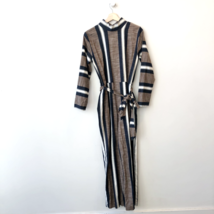 XS - Ace &amp; Jig Brown Wide Striped Long Sleeve Tie Waist Jumpsuit 0103SA - £82.59 GBP