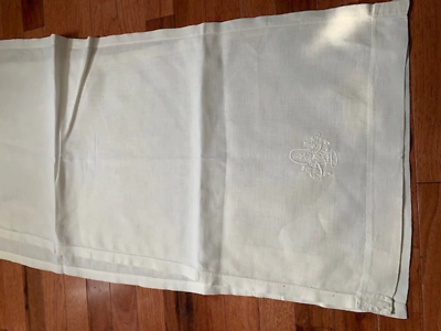 Vintage Flower basket embroidery linen table runner 17&quot;x46&quot; - $16.47