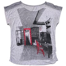 Forever 21 graphic tee T-shirt women size S gray black red room in persp... - £7.87 GBP