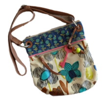 FOSSIL KEY-PER COATED CANVAS Crossbody SHOULDER BAG PURSE TURQUOISE BROW... - £37.53 GBP