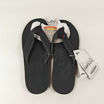 Women&#39;s Rainbow Sandals Premier Black Leather Large Flip Flop 301ALTS - $29.69