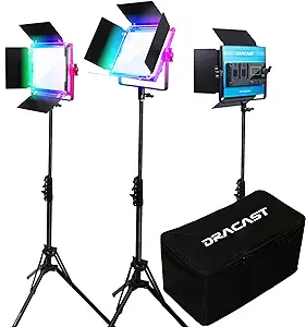 Dracast X Series RGB LED500 Kit - 3 Pack Includes Panel Lights, Stands, ... - $1,851.99