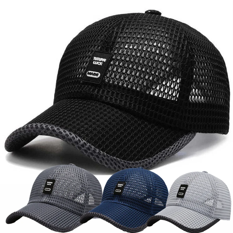 2023 Men&#39;s Mesh Baseball Cap Breathable Summer Caps Dad Hat Outdoor Fishing Hats - £11.63 GBP+