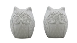 Retro Style Owl Salt &amp; Pepper Shaker Set Ceramic Kitchen Décor White - £7.75 GBP