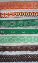 135 Yards Fall Colors Orange Brown Green Lace Ribbon Doll Lingerie Trim Edging - £13.46 GBP