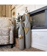 FILIGREE DISTRESSED ANGEL METAL FIGURE CHRISTMAS DECORATIONS SET OF TWO - $311.84