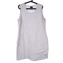 32 Cool Summer Dress XL Womens Striped Gray White Sleeveless Pockets Str... - £15.75 GBP