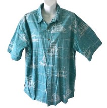 Cooke Street Shirt 2XL Green White  Reverse Print Hawaiian Ships Mens - £29.61 GBP