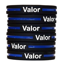 100 Valor Thin Blue Line Silicone Wristbands in Support Memory Police Officer - £37.96 GBP