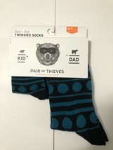 Pair of Thieves Blue Double Stripe Dad+Kid Twinsies Crew Socks Size S 18mos - 3T - £9.43 GBP