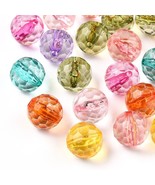 20 Round Faceted Beads Assorted Colors 12mm Acrylic Transparent Mixed Set - $3.95