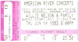 Willie Nelson Konzert Ticket Stumpf Juni 10 1993 Folsom California - $39.58