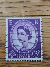 Great Britain Stamp Queen Elizabeth II 3d Used 297 Wave Cancel - $1.35 CAD