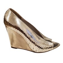 Burberry 100% Python Leather Metallic Silver Wedge Pumps Women&#39;s IT 38/ US 8 - £192.75 GBP