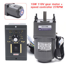15W 110V Reversible Ac Gear Motor Electric Variable Speed Controller 50K... - $94.99