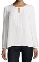 NWT Women&#39;s Laundry by Shelli Segal L/S Keyhole Embroidered Blouse Top S... - $33.65