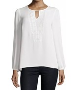 NWT Women&#39;s Laundry by Shelli Segal L/S Keyhole Embroidered Blouse Top S... - £22.59 GBP