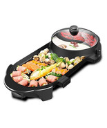 2 In1 Electric Non-Stick Barbecue Grill Pan Hot Pot Portable Teppanyaki ... - £79.02 GBP