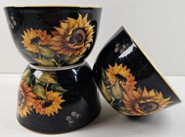 3 Certified Internatinal French Sunflowers Ice Cream Bowls Set Floral Bu... - £26.64 GBP