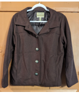 Cabela&#39;s Women&#39;s Large Wool Lined Winter Short Jacket Button Front Brown - £19.25 GBP