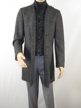 Men RENOIR Wool Blend Black White Plaid 3/4 Length Winter Coat W/Liner 43-18-095 image 5
