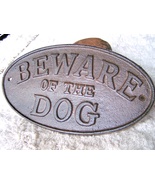 Cast Iron BEWARE OF THE DOG Oval Plaque Sign Wall Decor Kennel Indoor OR... - £7.85 GBP