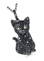 Black Cat Pendant Necklace for Women and - on - £263.14 GBP