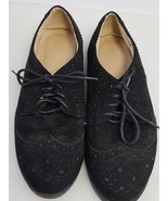 Ollio Oxford Wingtip Flat Shoes Lace Up Faux Nubuck Upper Womens Size 5.5 - €21,87 EUR