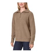 Modern Ambition Womens Sweater Brown 1/4 Zip Stretch Long Sleeves Soft - $56.39 CAD