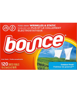 Bounce Dryer Sheets Laundry Fabric Softener, Outdoor Fresh Scent, 120 Count - £7.81 GBP