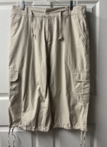 Linea Uomo Cropped Casual Cargo Pants Mens Size 38 Waist and Leg Ties Sa... - $16.71